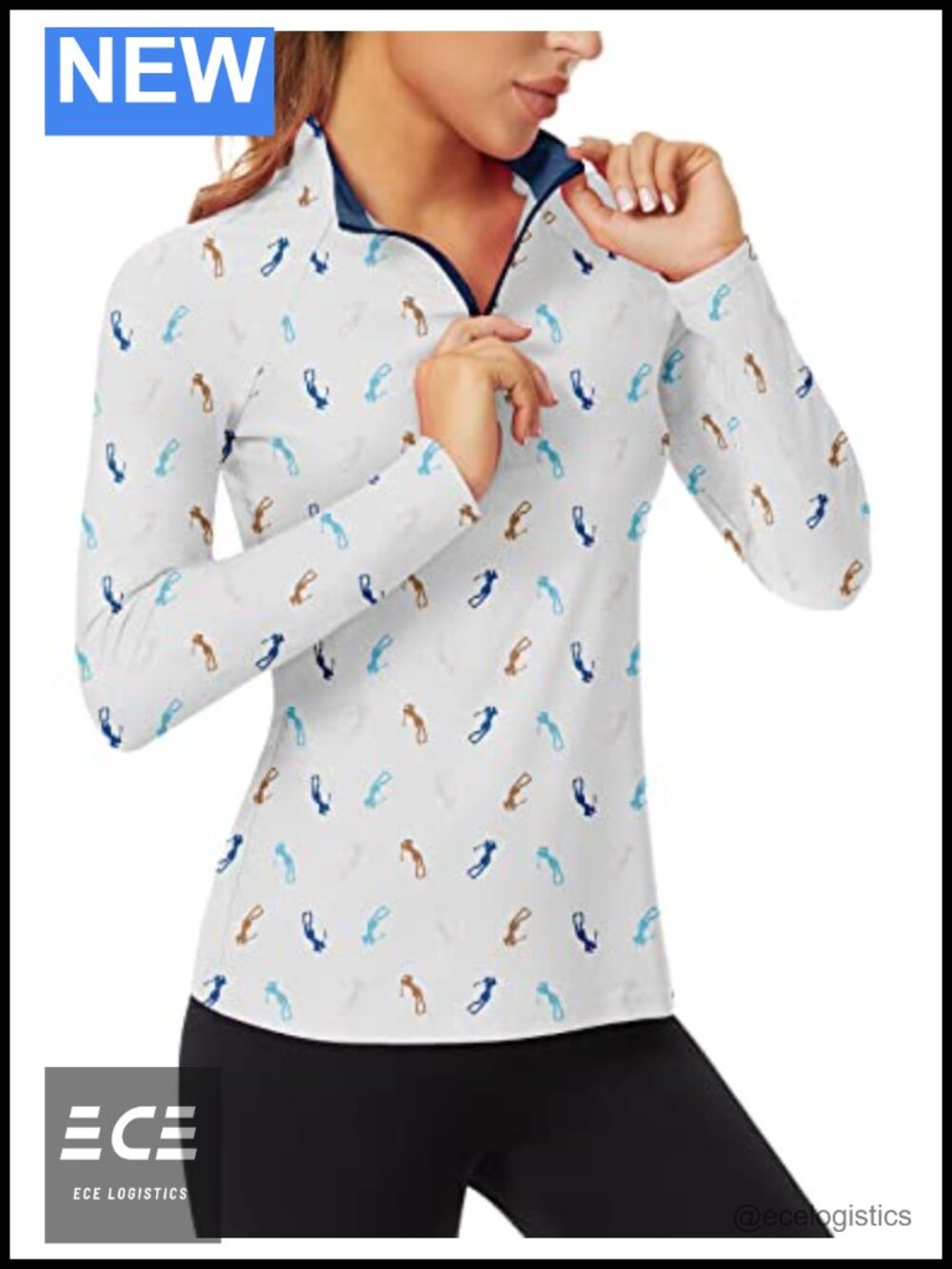Women's Long Sleeve Golf Polo Shirt 1/4 Zip UPF 50+ Quick Dry Athletic